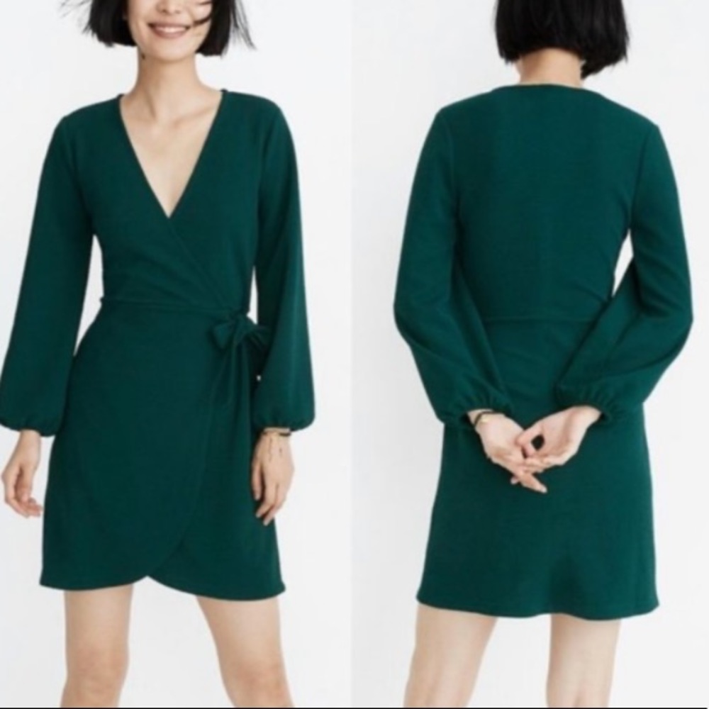 NWT MADEWELL green wrap dress